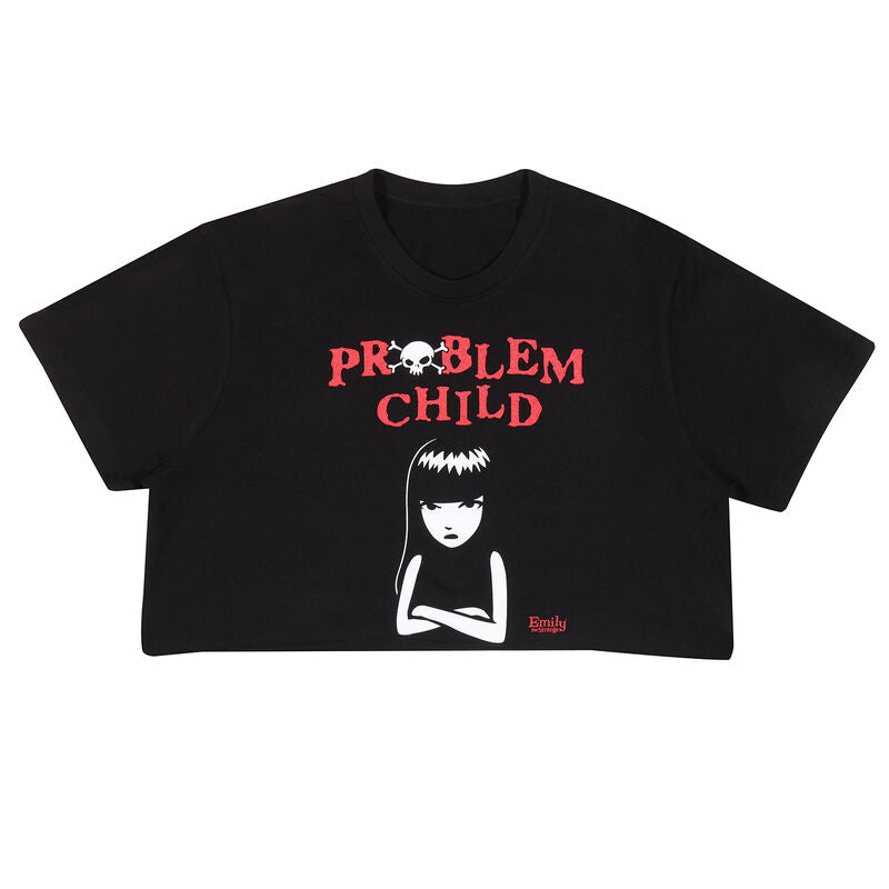 Emily The Strange - Problem Child - Cropped Raw Hem Tee Black