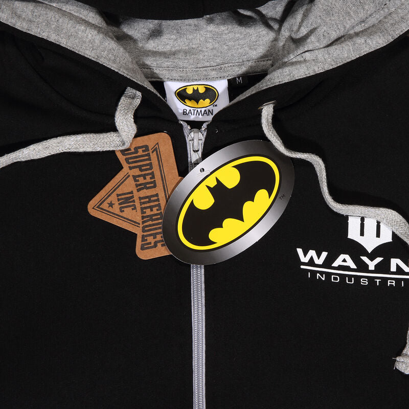 Batman - Wayne Industries Unisex Zipped Hoodie Contrast - Super Heroes Collection - Zipped Hoodie