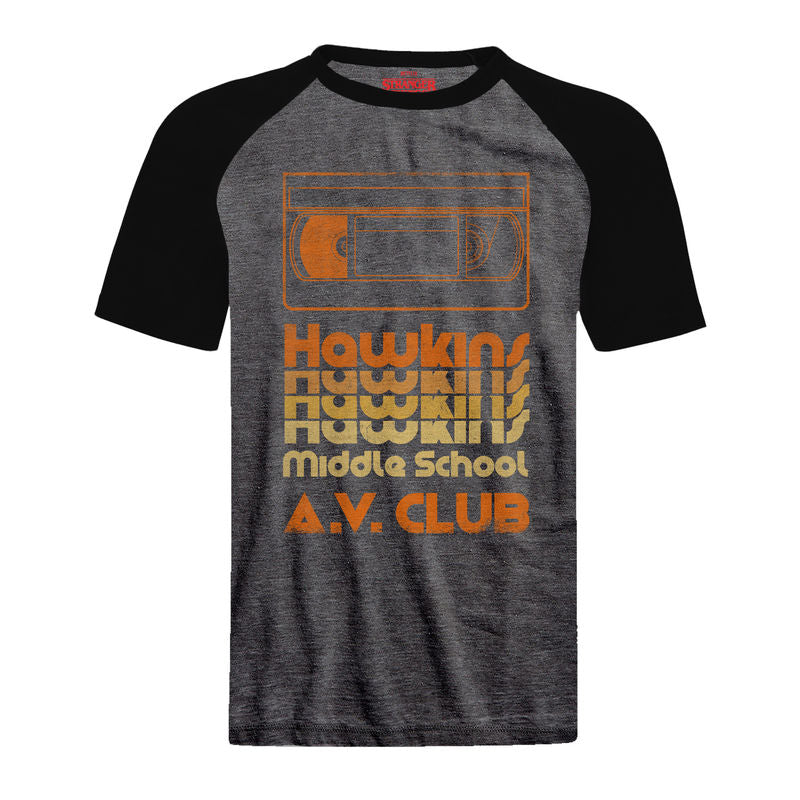 Stranger Things - AVClub - Super Heroes Collection - Unisex Raglan Grey Acid Wash T-Shirt