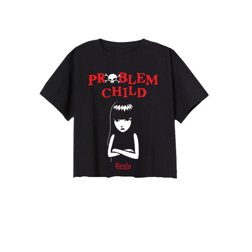 EMILY THE STRANGE - PROBLEM CHILD - CAMISETA RECORTADA CON DOBLADILLO CRUDO