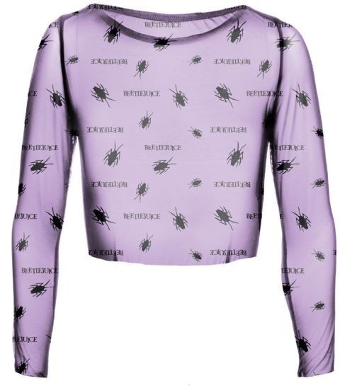 BEETLEJUICE - WZÓR CHRZĄSZCZA - DAMSKI PRZYCIĘTY TOP Z SIATECZKI