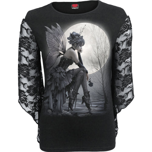 SPIRAL - REFLECTIONS - Różany top z koronkowymi rękawami