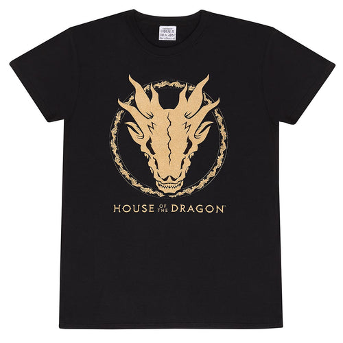 HOUSE OF THE DRAGON - TÊTE DE MORT À L'ENCRE DORÉE - T-SHIRT