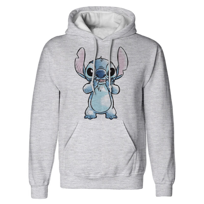 Disney Stitch - Hands On Face Sketched - Unisex Sports Grey Pullover Hoodie