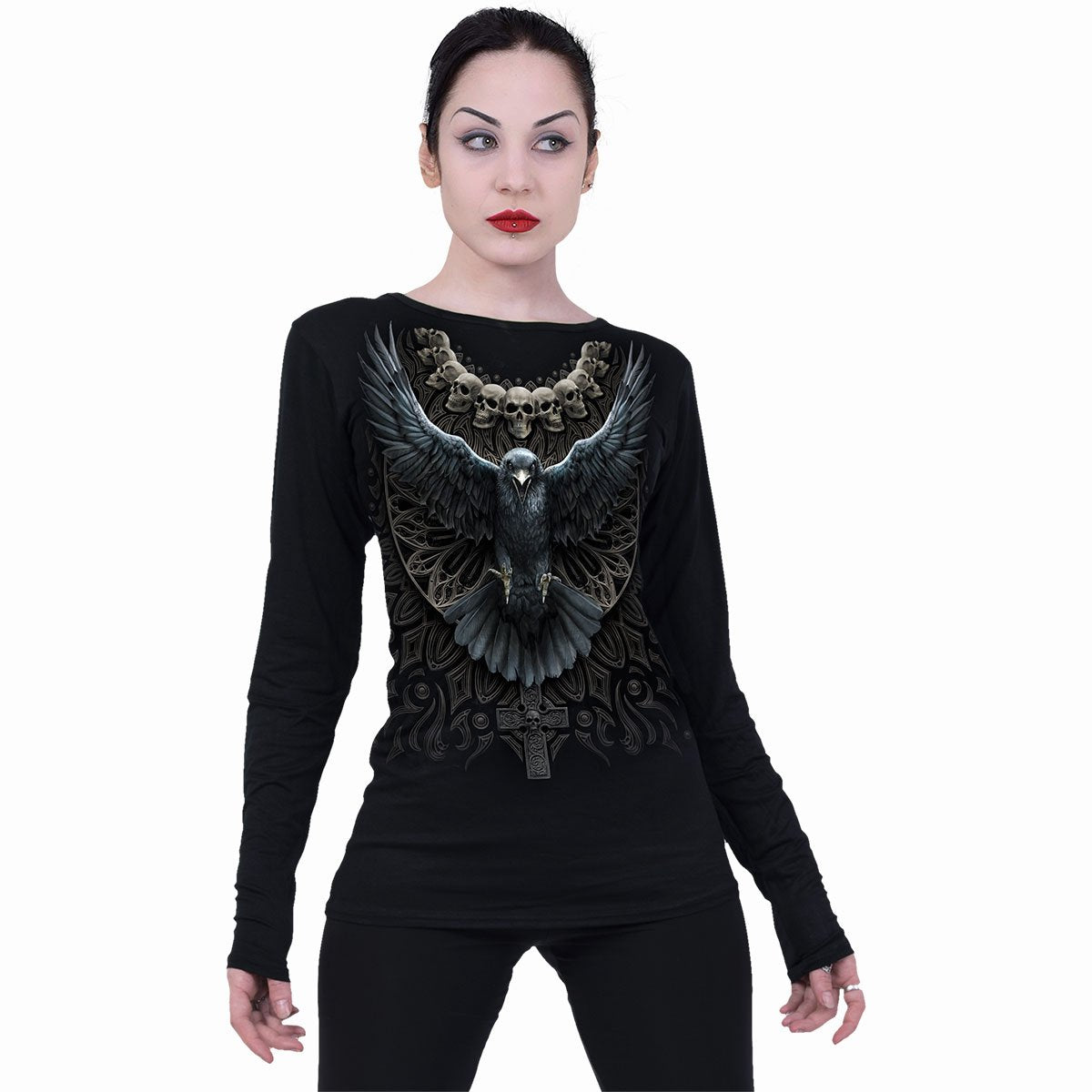 SPIRAL - RAVEN SKULL - BAGGY TOP BLACK