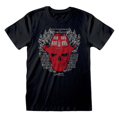 NIGHTMARE ON ELM STREET - CALAVERA EN LLAMAS - CAMISETA