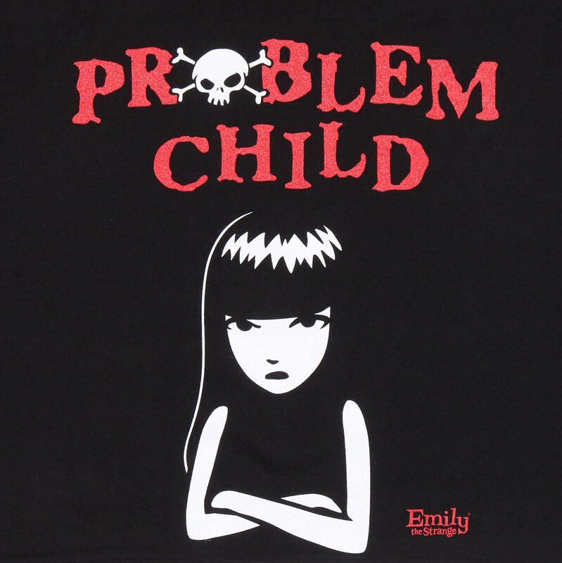 Emily The Strange - Problem Child - Cropped Raw Hem Tee Black