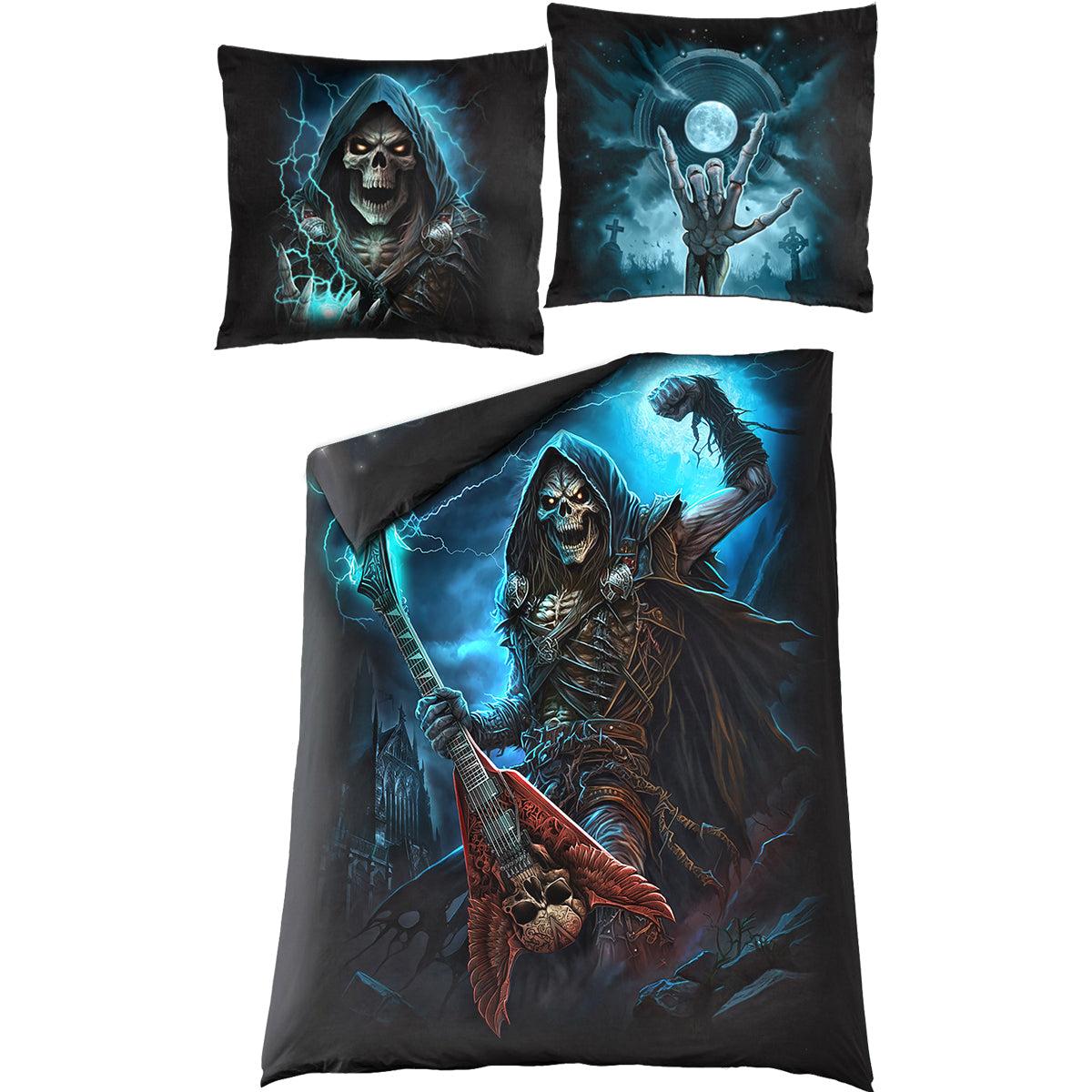 SPIRAL - GRIM ROCKER - SINGLE COTTON DUVET COVER + UK AND EU PILLOW CASE