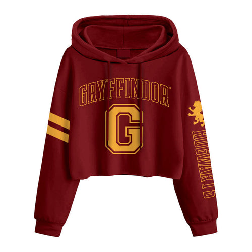 HARRY POTTER - COLLEGE STYLE GRYFFINDOR - PRZYCIĘTA BLUZA Z KAPTUREM
