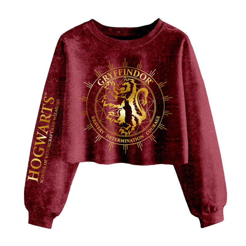 Harry Potter - Gryffindor Constellation (Ladies Acid Wash Cropped Sweatshirt) - Super Heroes Collection - Cropped Sweatshirt