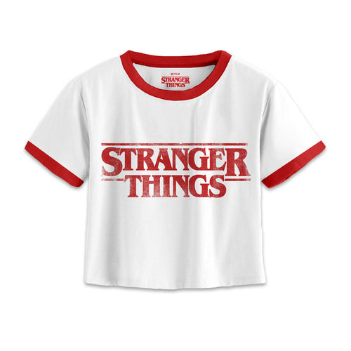 STRANGER THINGS - DISTRESSED LOGO - CROPPED T-SHIRT