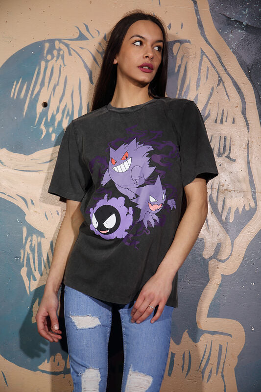Pokemon - Ghosts - T-Shirt Black Acid Wash 