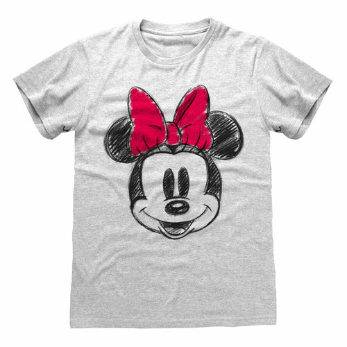 MICKEY MOUSE - GESICHT & ROTE SCHLEIFE SKIZZIERT - T-SHIRT