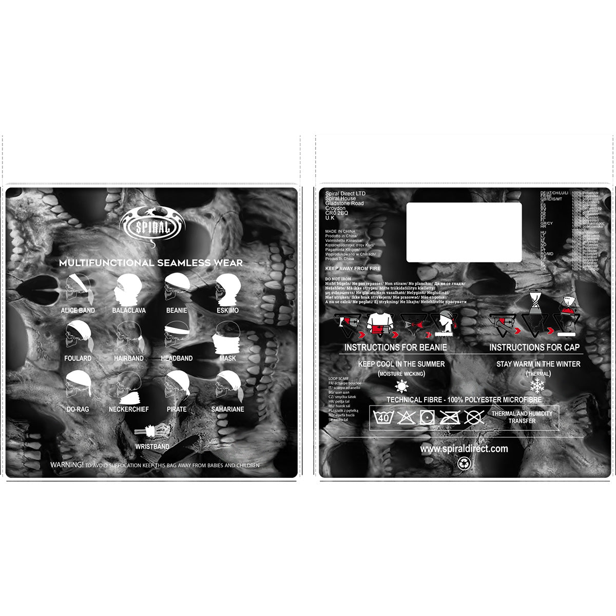 SPIRAL - TWISTED SKULLS - MULTIFUNCTIONAL FACE WRAPS