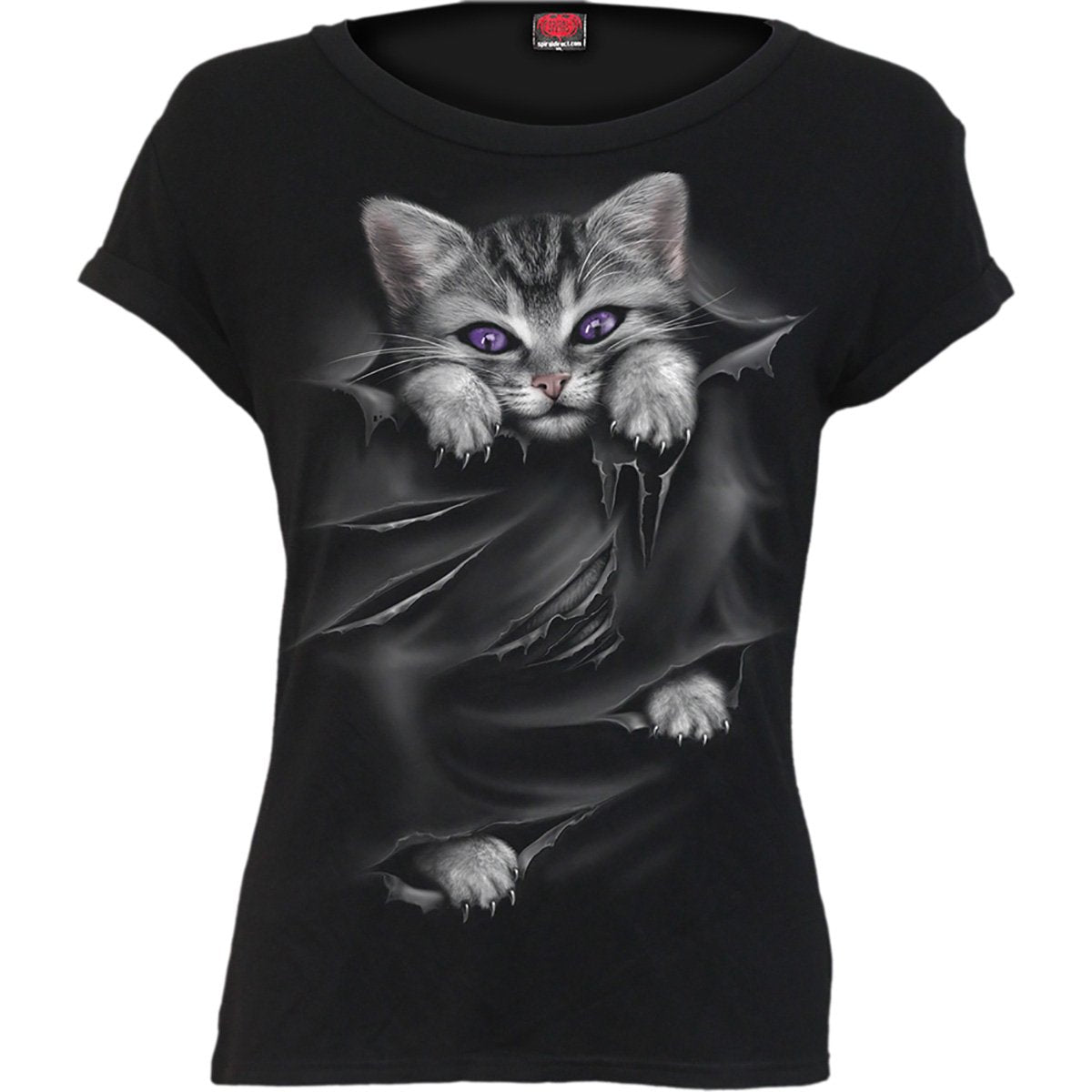 BRIGHT EYES - Boatneck Cap Sleeve Top Black - Spiral USA