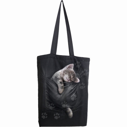 SPIRAL - POCKET KITTEN - BAG 4 LIFE - CANVAS 80Z LONG HANDLE TOTE BAG