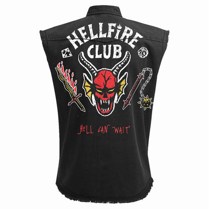 STRANGER THINGS - HELL FIRE CLUB - SLEEVELESS STONE WASHED WORKER