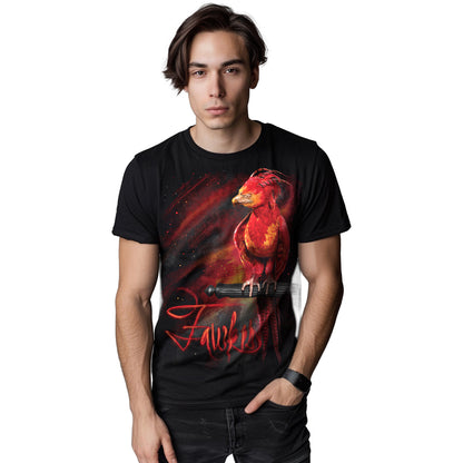 HARRY POTTER - FAWKES - Front Print T-Shirt Black