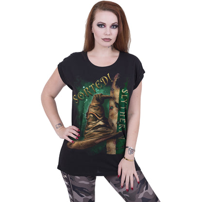 HARRY POTTER - SLYTHERIN HAT - Top con scollo a barca e manica a cappuccio nero