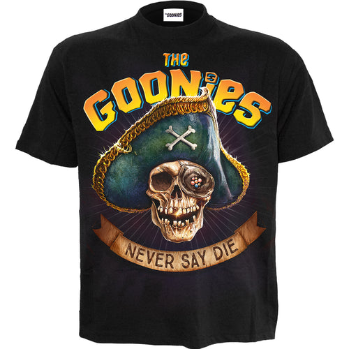 THE GOONIES - PIRATE CREST - Front Print T-Shirt Black