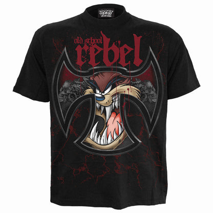 TAZ - OLD SCHOOL REBEL - Front Print T-Shirt Black