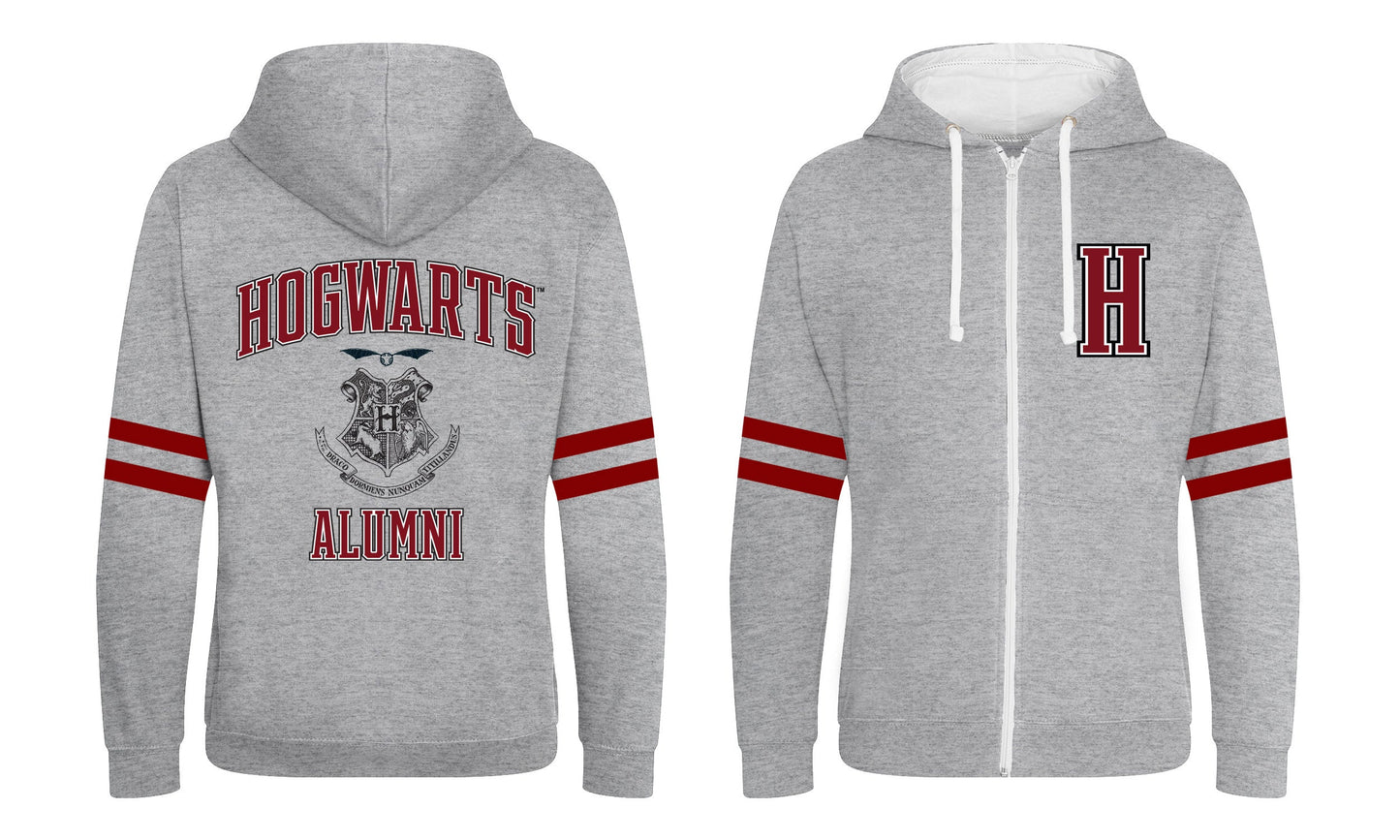 Harry Potter - Hogwarts Alumni Unisex Zipped Hoodie Contrast - Super Heroes Collection - Zipped Hoodie