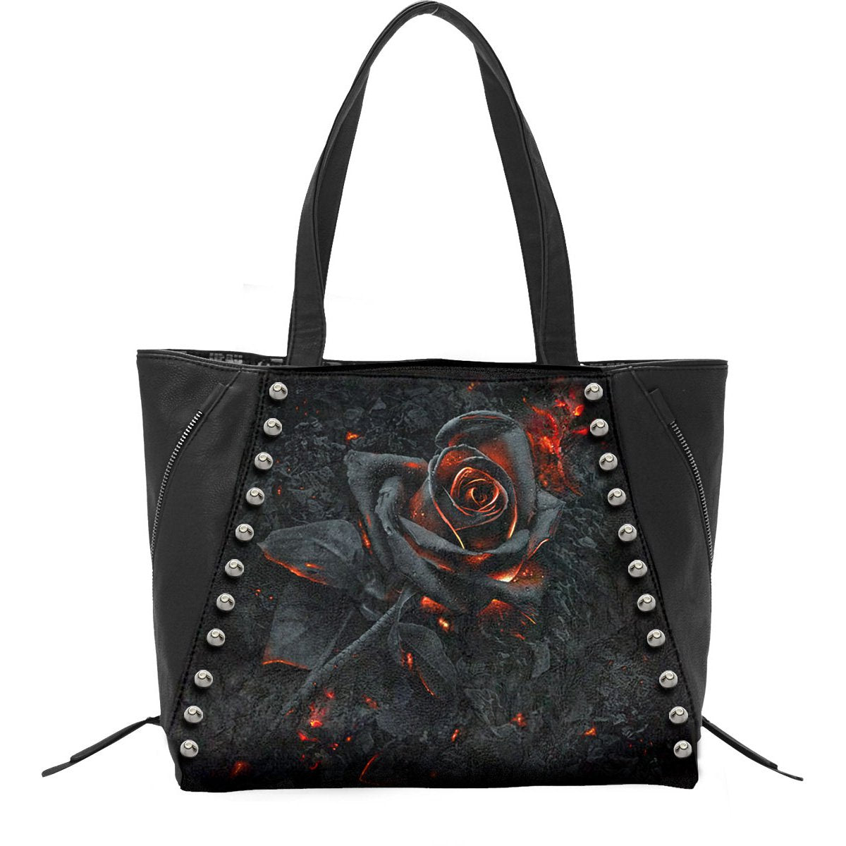 BURNT ROSE - Tote Bag - Top quality PU Leather Studded - Spiral USA