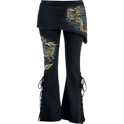 SPIRAL - CELTIC DRAGON - 2in1 Boot-Cut Leggings with Micro Slant Skirt