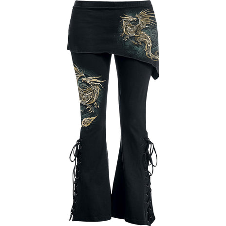 SPIRAL - CELTIC DRAGON - 2in1 Boot-Cut Leggings with Micro Slant Skirt