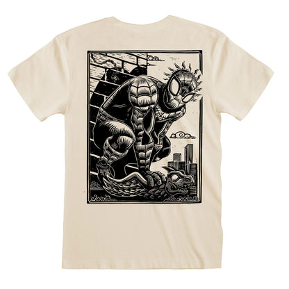 MARVEL COMICS - SPIDEY SENSE LINOCUT FRONT AND BACK PRINT - T-SHIRT