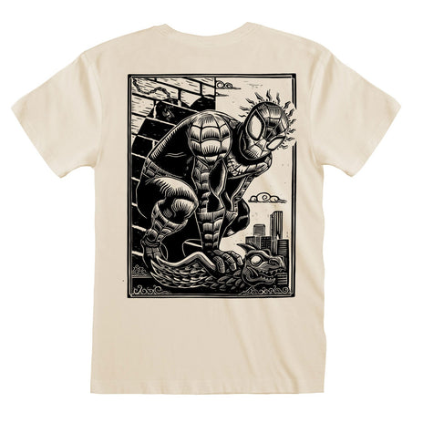 MARVEL COMICS - SPIDEY SINN LINOCUT VORDERSEITE UND RÜCKSEITE DRUCK - T-SHIRT