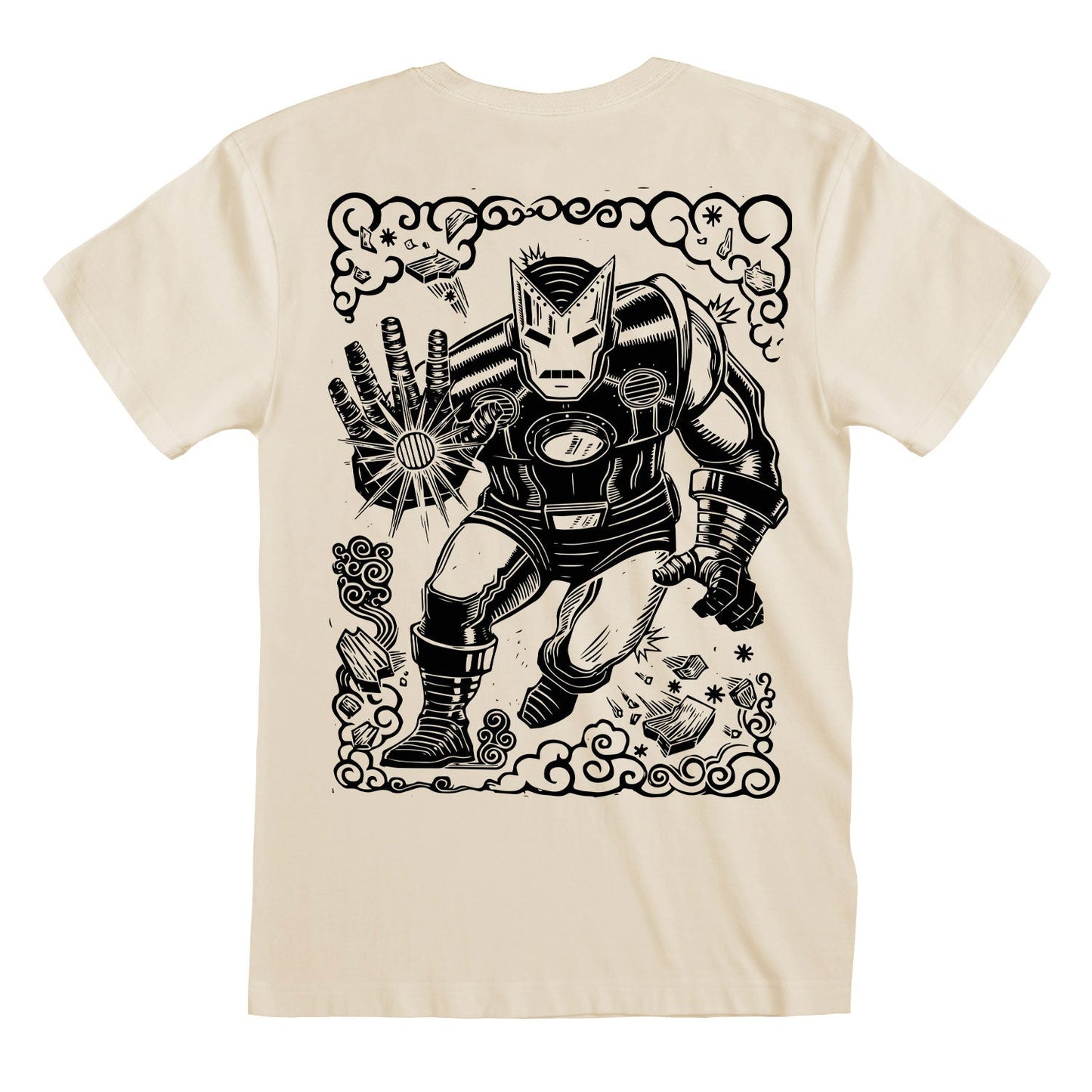 MARVEL COMICS - IRON MAN LINOCUT VORDERSEITE UND RÜCKSEITE DRUCK - T-SHIRT