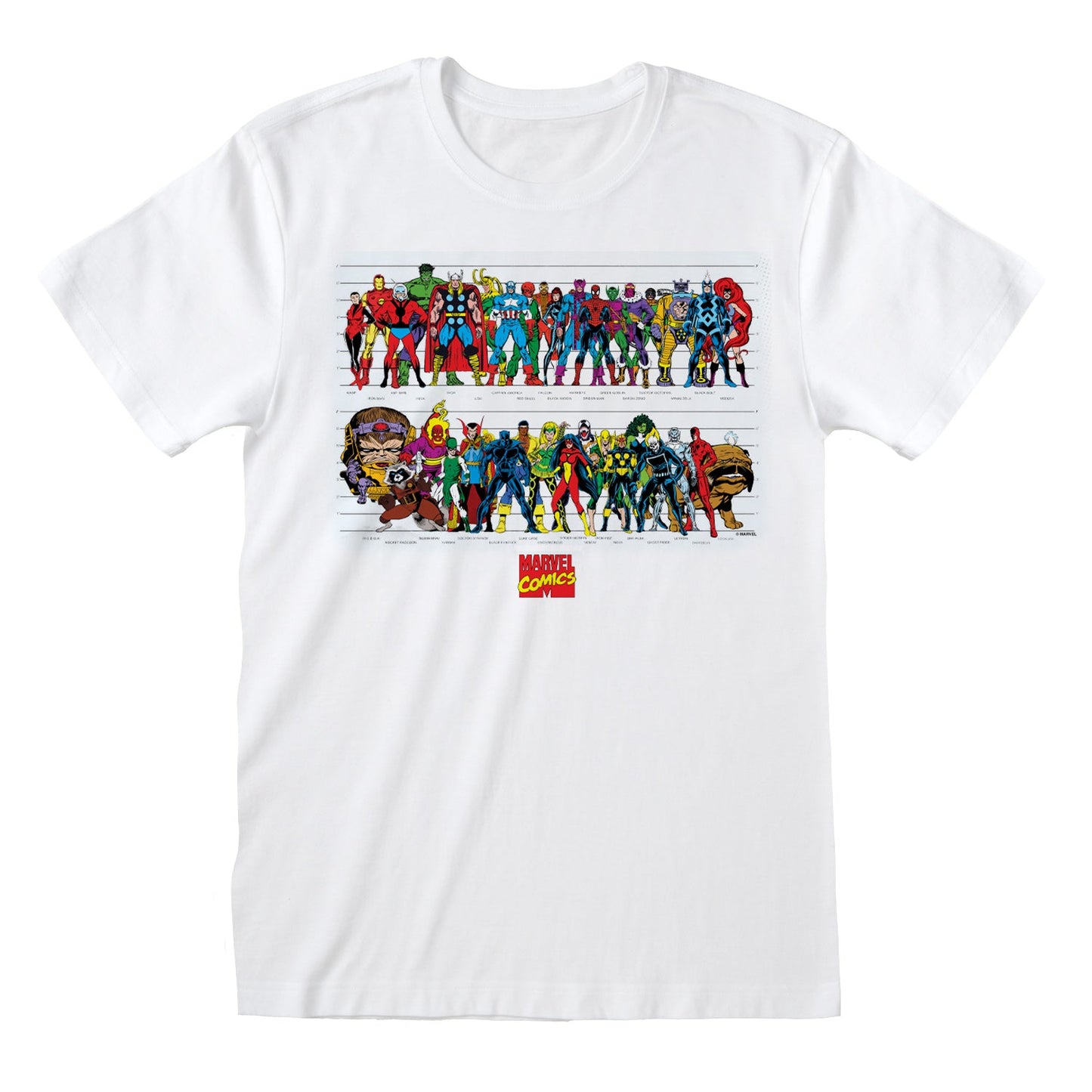 MARVEL COMICS - CHARACTER CHART - T-SHIRT