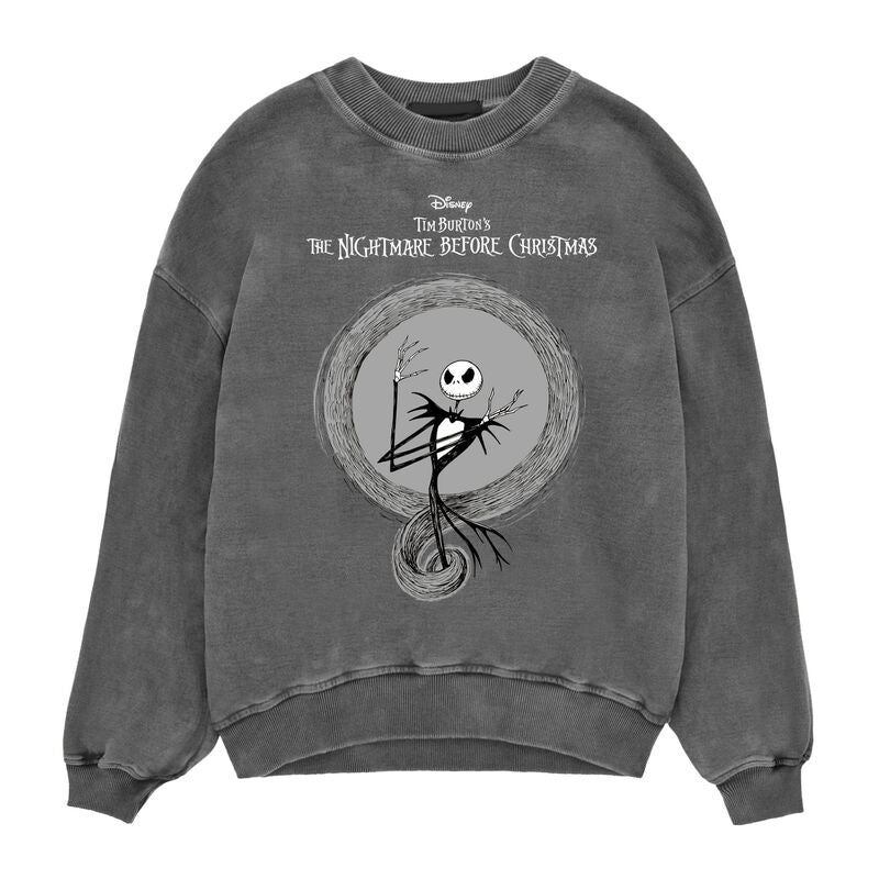 Nightmare Before Christmas - Jack And Acid Wash Sweatshirt - Sweatshirt Charcoal Acid Wash