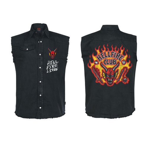 STRANGER THINGS - HELLFIRE DISTRESSED - KOSZULKA ROBOCZA BEZ RĘKAWÓW