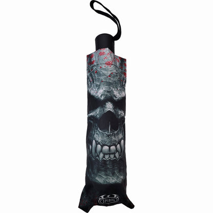 SPIRAL - GOTH SKULL - COMPACT TRAVEL UMBRELLA WITH AUTO OPEN & CLOSE