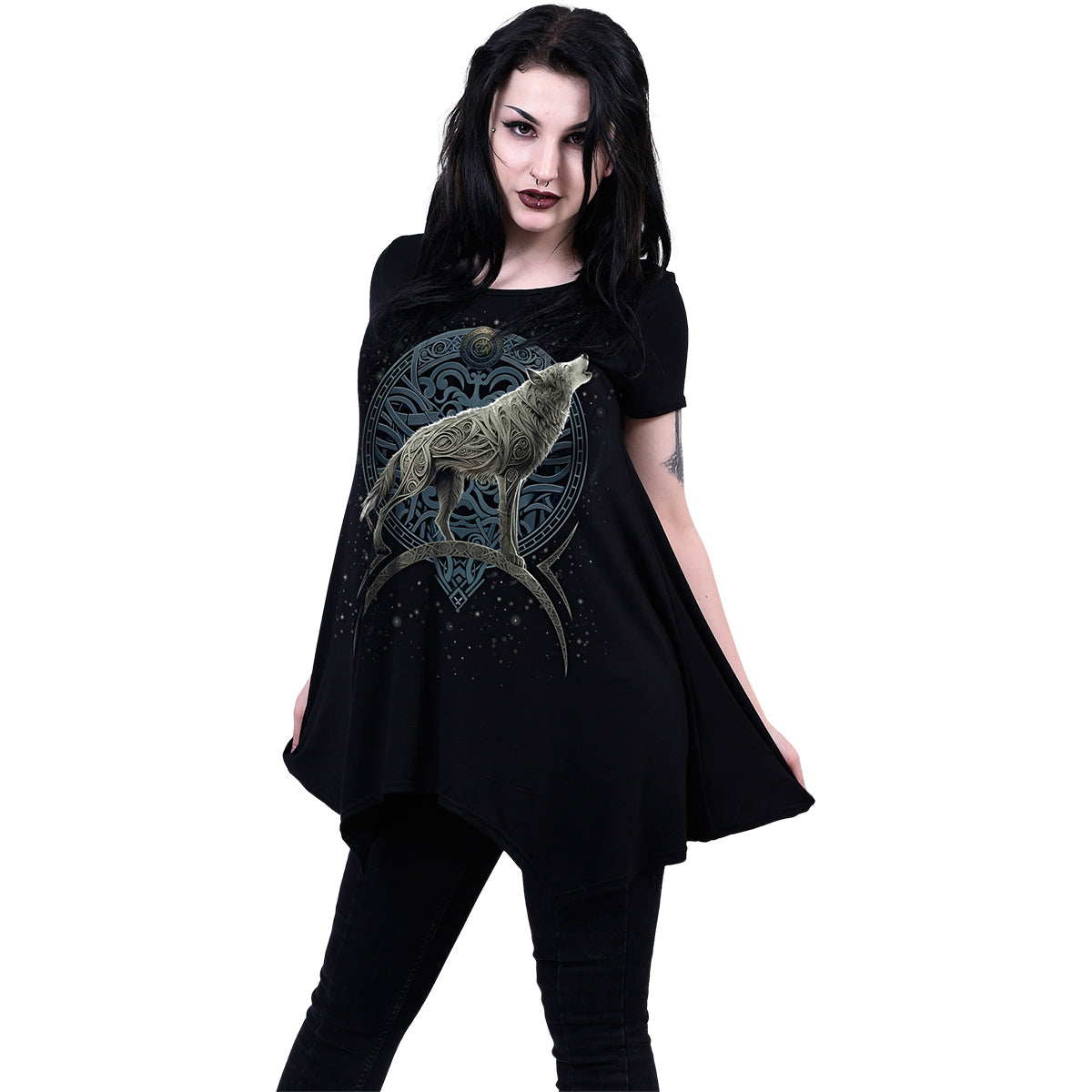 SPIRAL - CELTIC WOLF - SMOCK - TUNIC CASUAL TOP