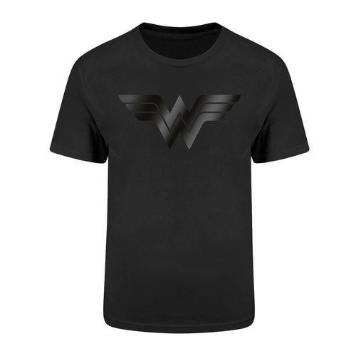 WONDER WOMAN - LOGO SCHWARZ AUF SCHWARZ - T-SHIRT