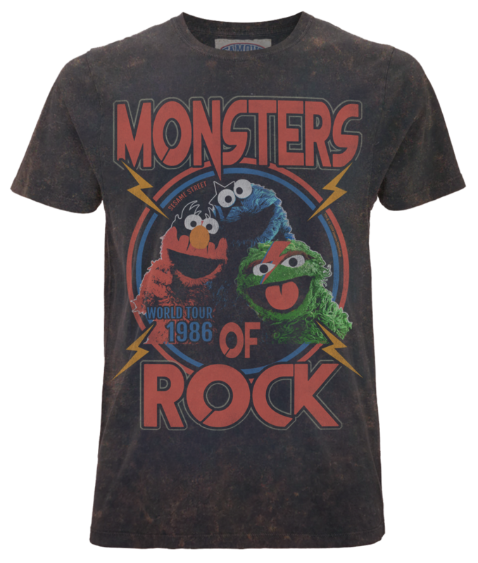 Famous Forever - Sesame Street - Monsters Of Rock - T-Shirt Washed Black