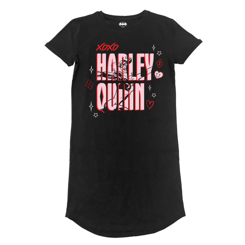 Batman - Harley Quinn Jumbo Text - Ladies T-Shirt Dress - Unisex Black T-Shirt Dress