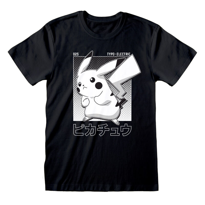 Pokemon - Halftone Pikachu - T-Shirt Black