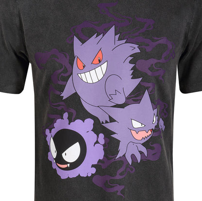 Pokemon - Ghosts - T-Shirt Black Acid Wash 